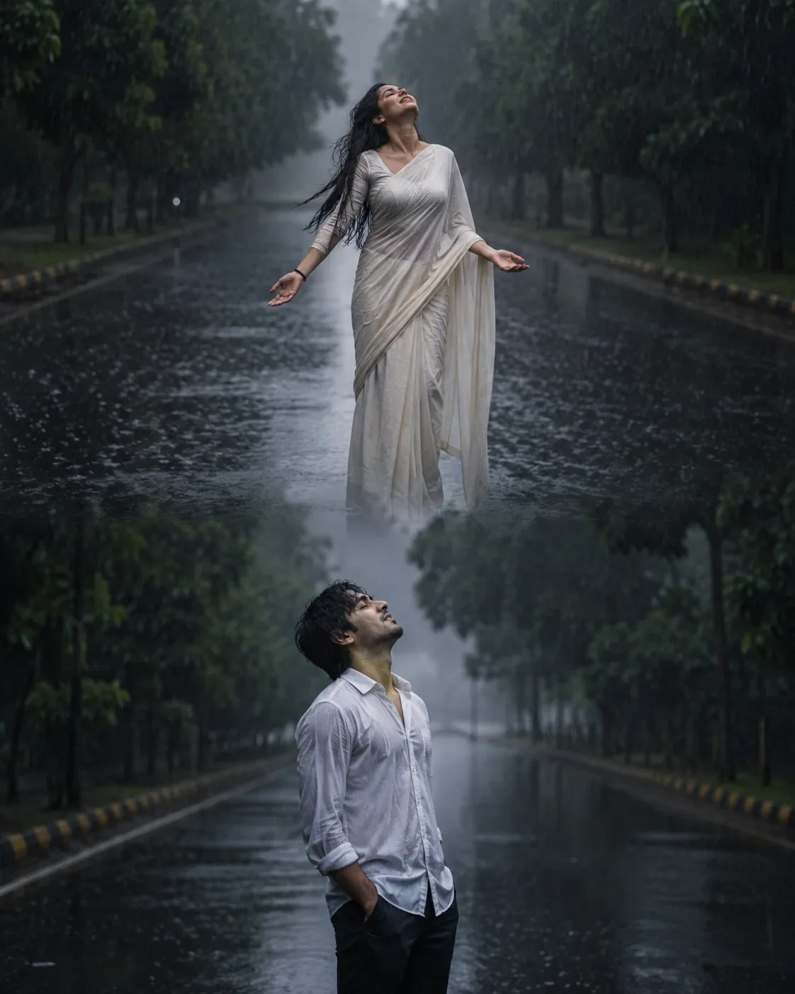 Rainy street serenity with reflections preview example result