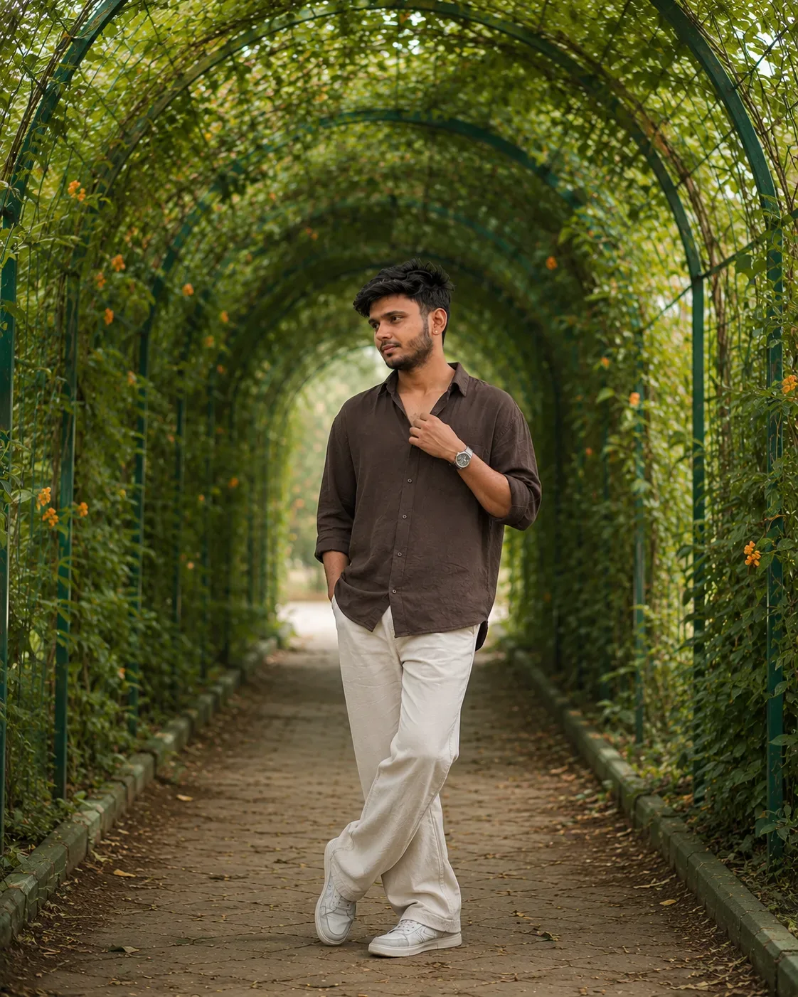 Realistic Nature Tunnel Portrait AI Photo Prompt preview example result