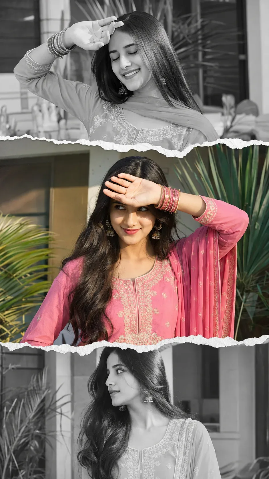 Realistic Torn-paper Instagram Collage Portrait AI Photo Prompt preview example result