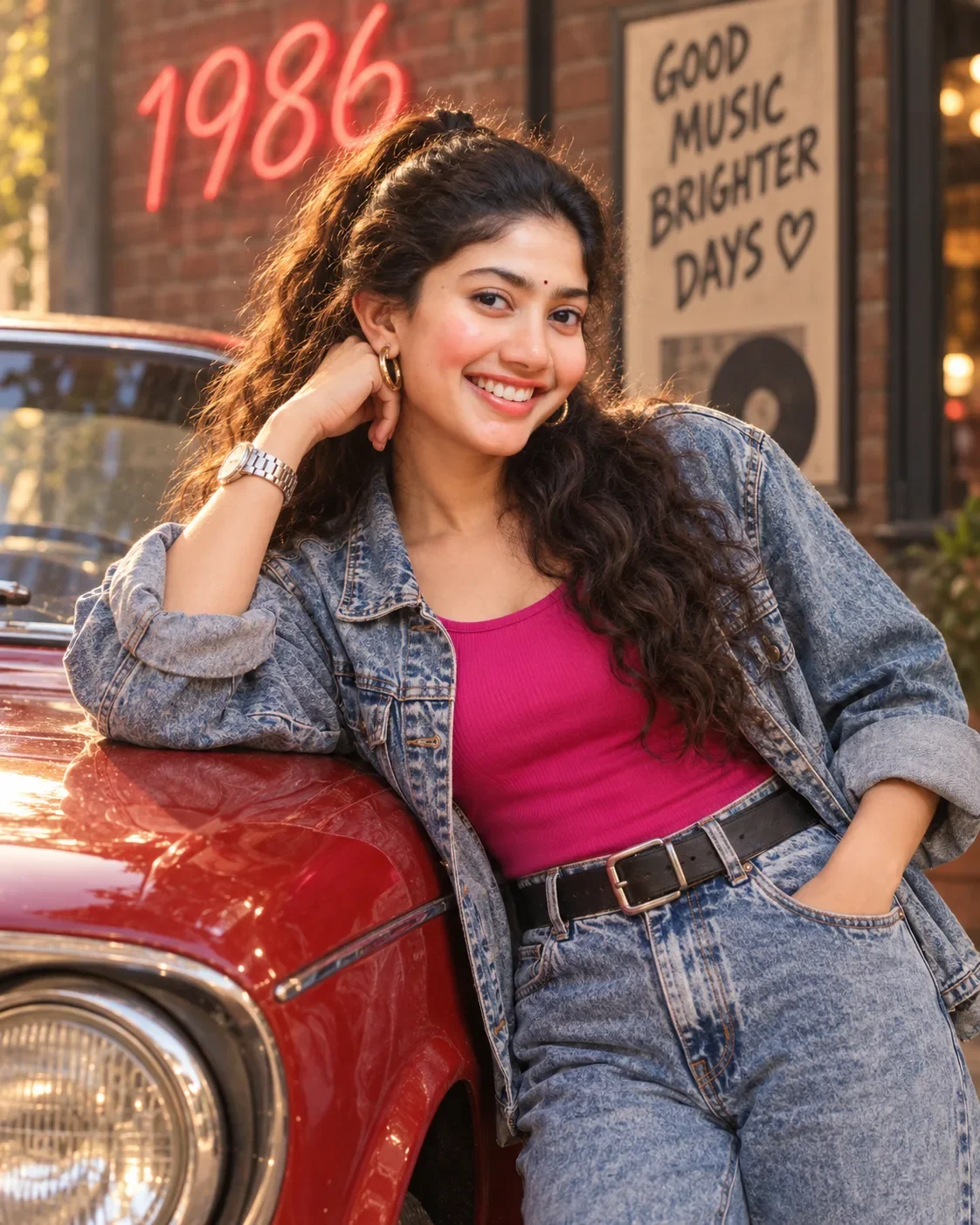 Retro 1986 Vibes | Vintage Car & Denim Aesthetic AI Photo Prompt preview example result