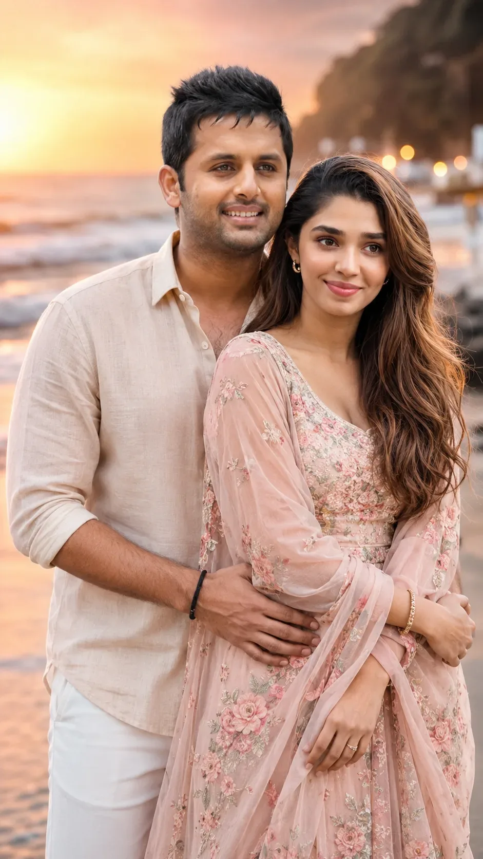 "romantic Couple Golden-hour Portrait" AI Photo Prompt preview example result