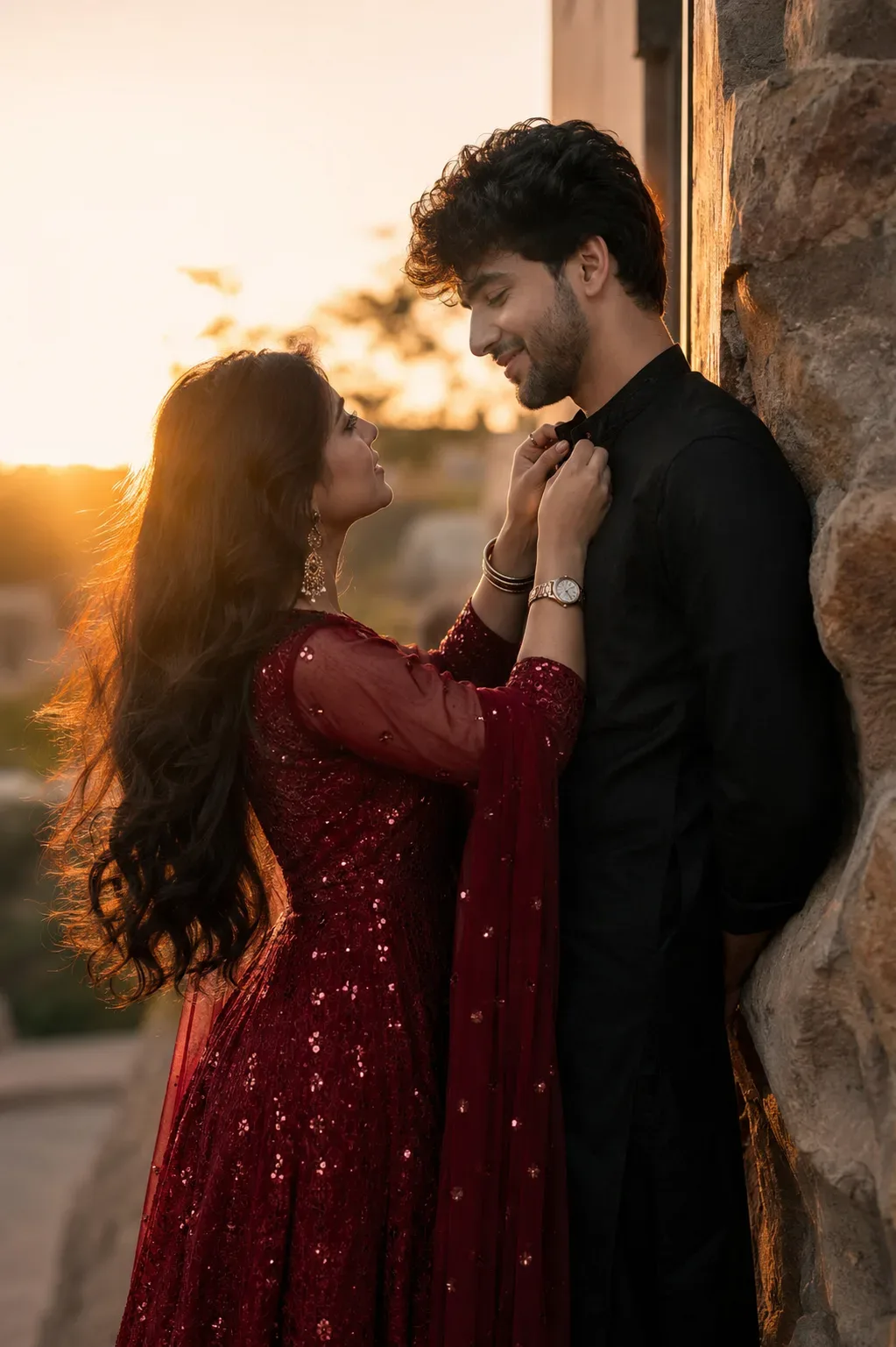 Romantic Portrait Of A Young Couple AI Photo Prompt preview example result