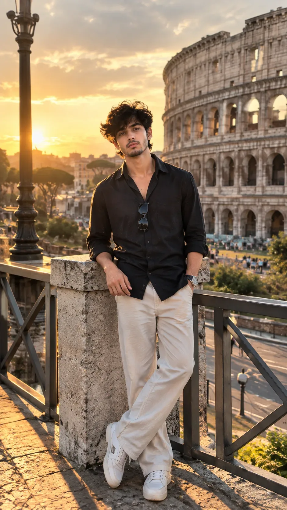 Rome Golden Hour Modeling AI Photo Prompt preview example result
