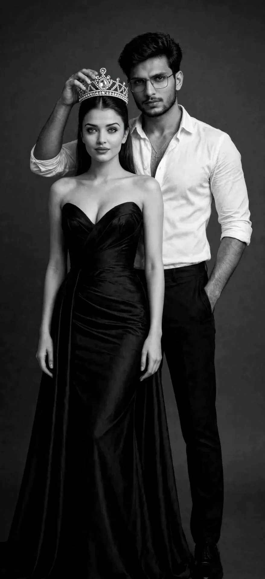 Royal Black & White Couple Coronation Luxury Editorial AI Photo Prompt preview example result
