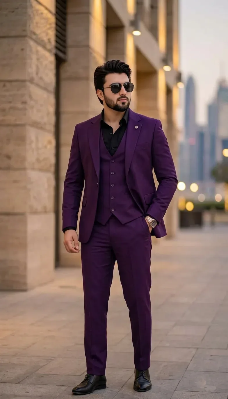 Royal Purple Suit Portrait AI Photo Prompt preview example result