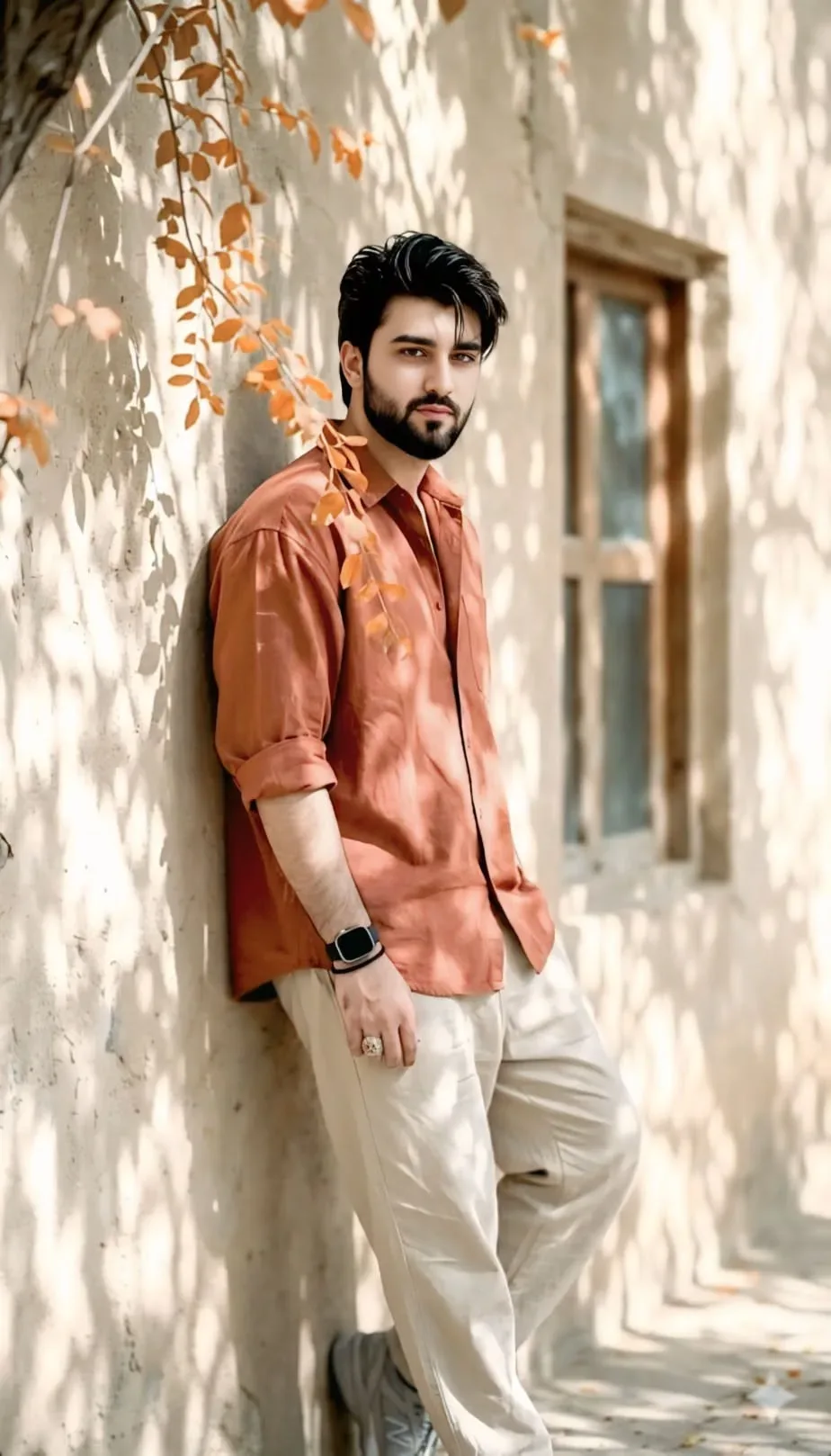 Rustic Vibes & Golden Shadows Aesthetic Outdoor Portrait AI Photo Prompt preview example result