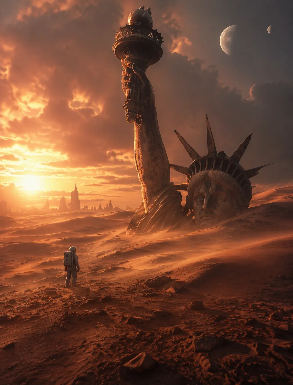 Scene Of A Lone Astronaut Exploring AI Photo Prompt generated preview