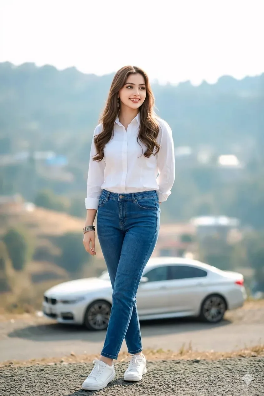 Scenic Outlook In Casual Whites AI Photo Prompt preview example result
