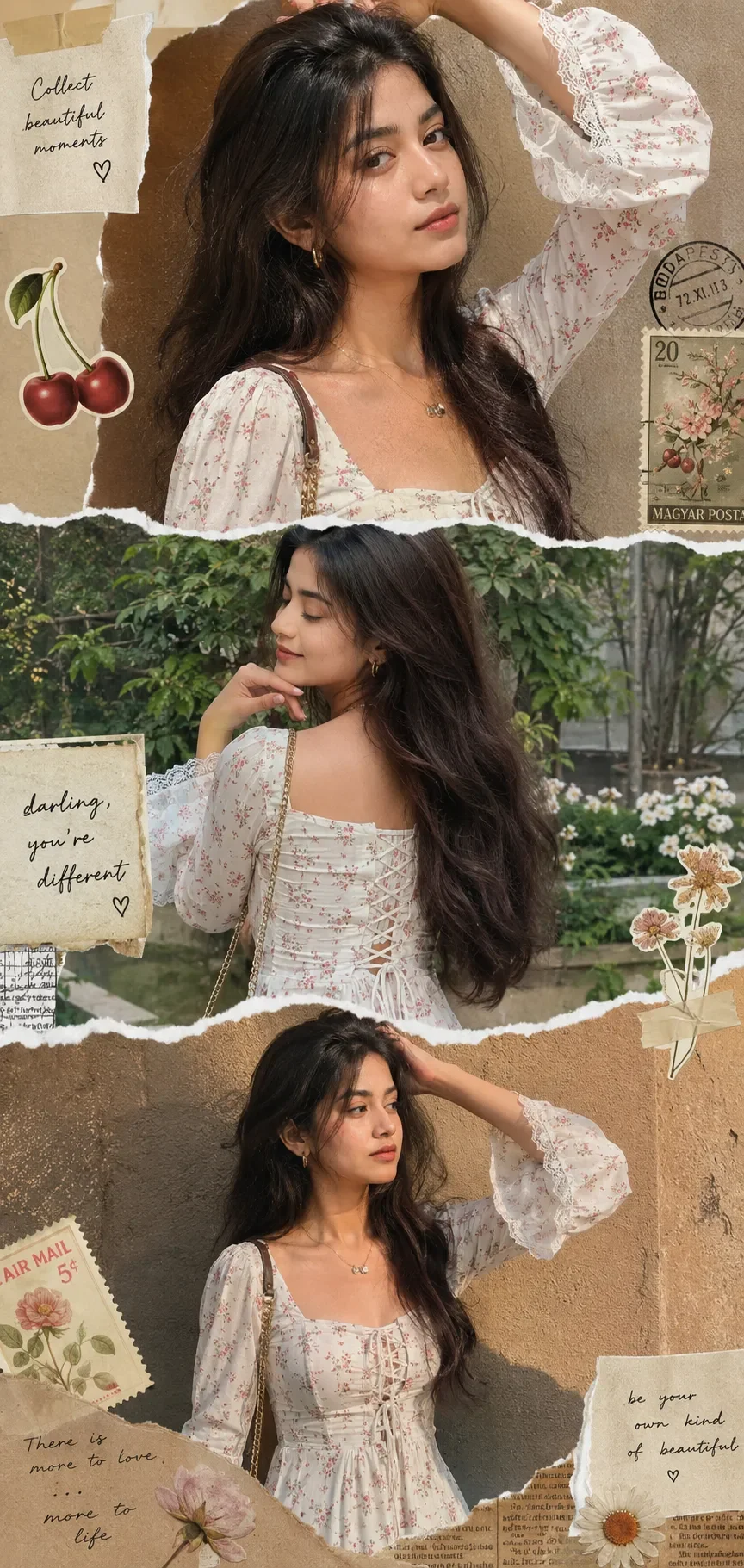 scrapbook memories and floral vibes AI Photo Prompt preview example result