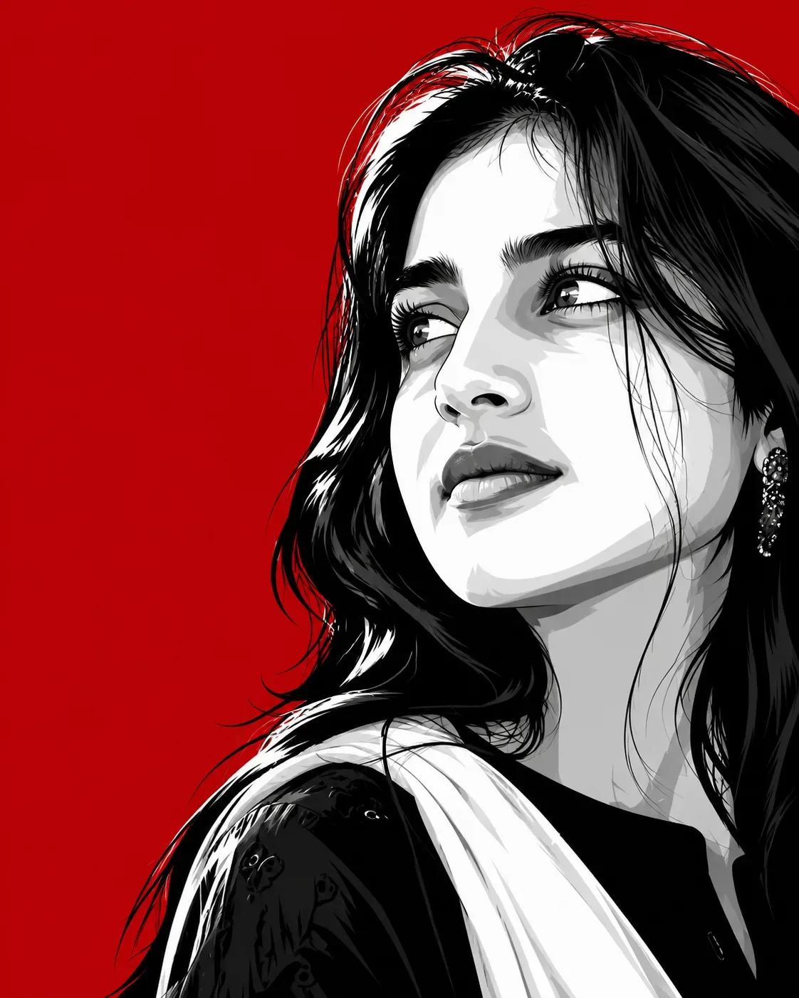 Sharp Black & White Vector Portrait AI Photo Prompt preview example result