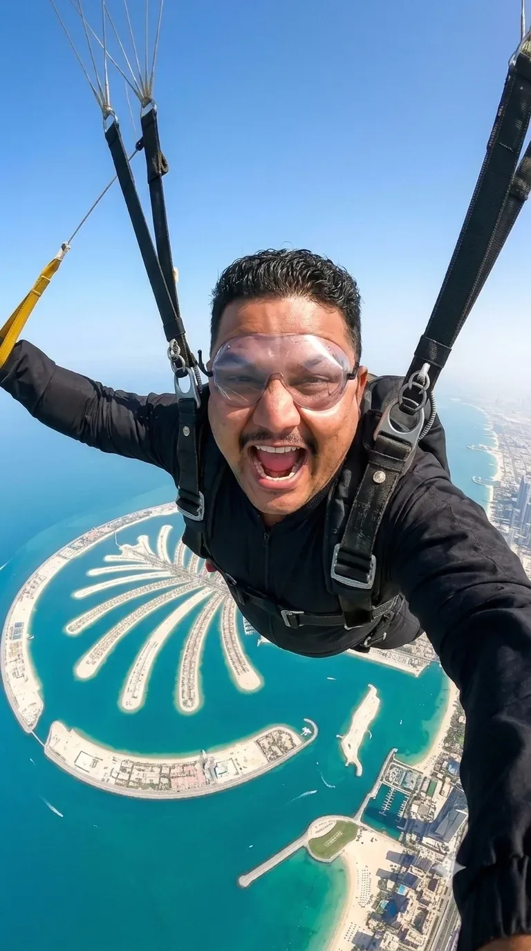 Sky-high Thrill Over Palm Jumeirah AI Photo Prompt preview example result