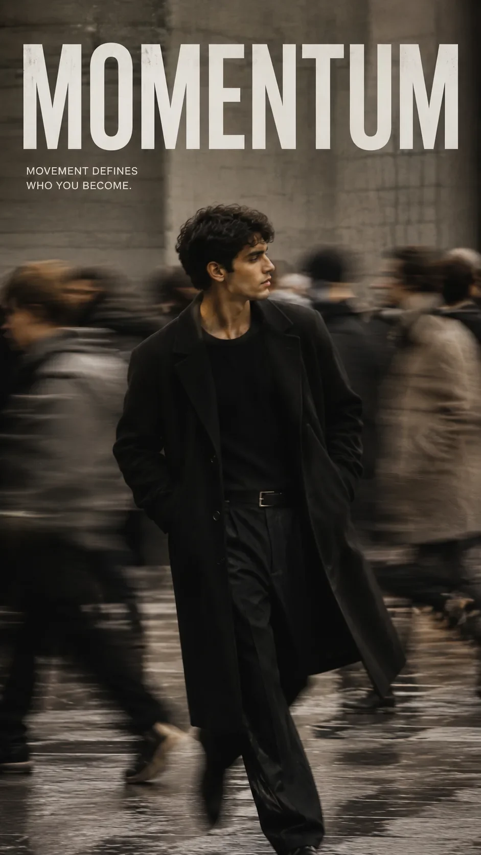 Slow Shutter Fashion Editorial AI Prompt | Cinematic Motion Blur Poster preview example result