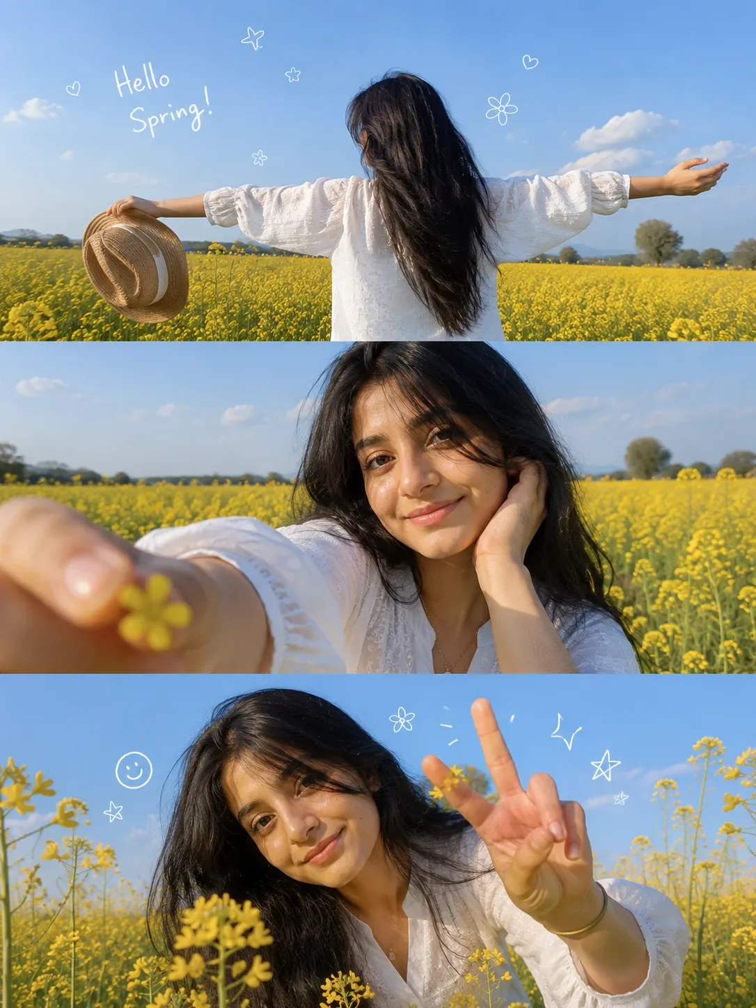 Spring Flower Field Collage AI Prompt | Cute Lifestyle Portrait Photography preview example result