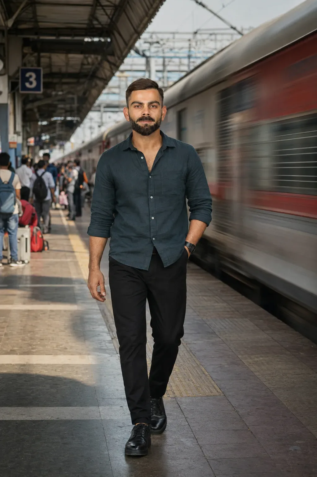 Strict Universal Facial Identity Lock Cinematic Railway Portrait Master AI Photo Prompt preview example result