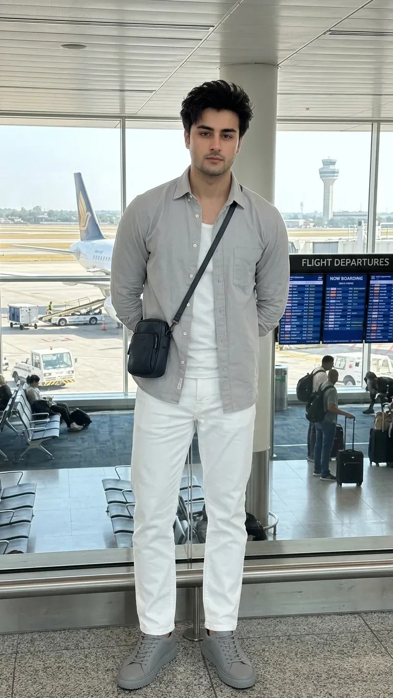 Stylish Airport Travaler Portrait AI Photo Prompt preview example result