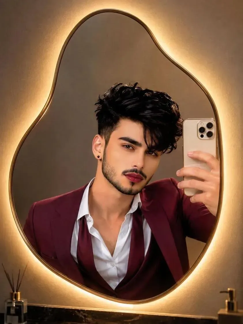 Stylish Man Mirror Selfie AI Portrait AI Photo Prompt preview example result