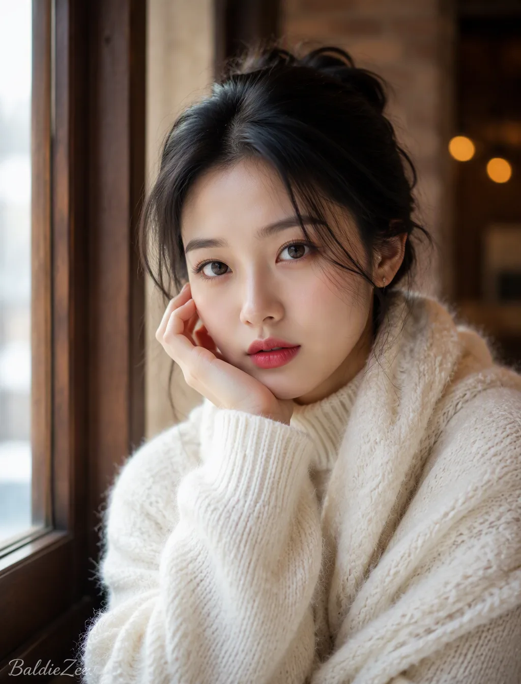 Subjek Utama:Potret Close-Up Seorang Wanita Muda AI Photo Prompt generated preview