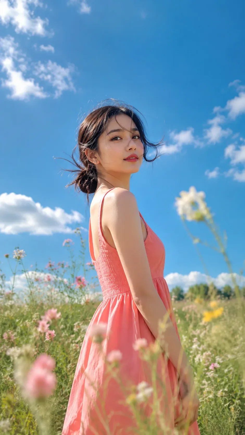 # Summer Vibes Dreamy Blue Sky Portrait AI Photo Prompt preview example result