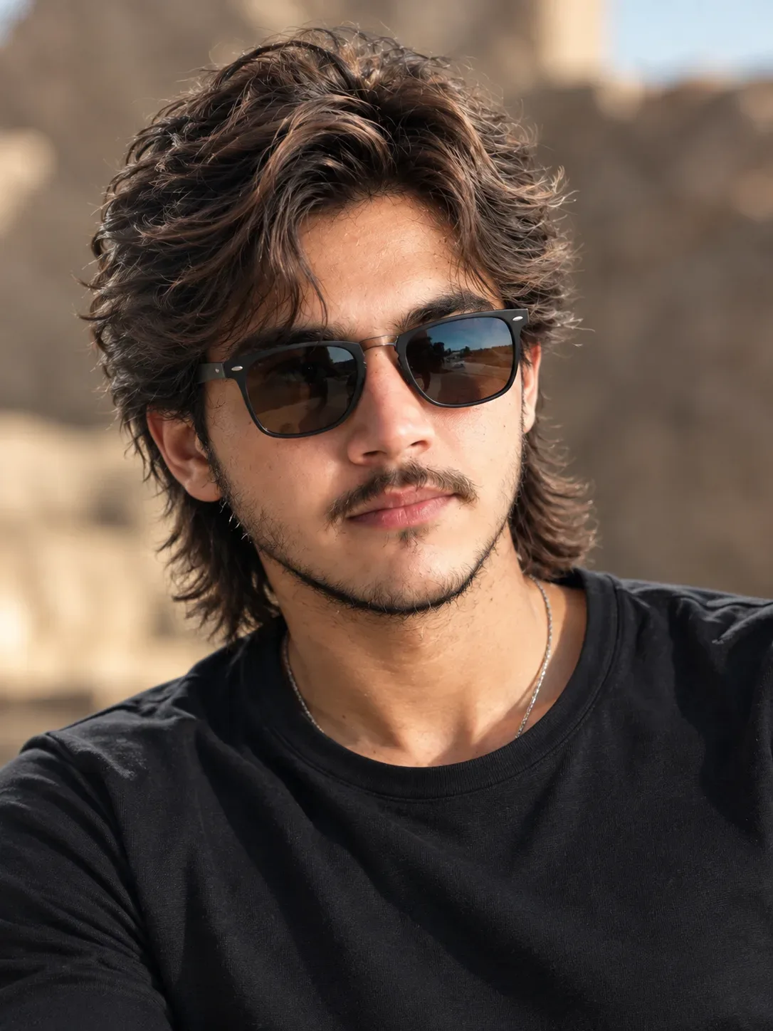 Sun-kissed Wolf Cut Luxury Outdoor Editoria AI Photo Prompt preview example result