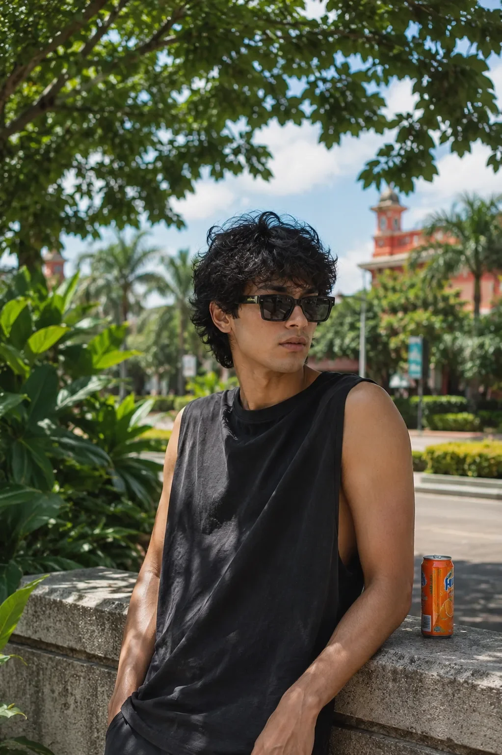 Sunlit Urban Garden Portrait AI Photo Prompt preview example result