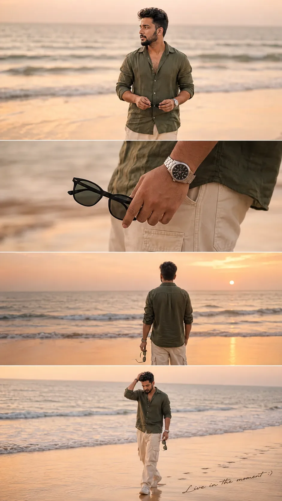 Sunset Ocean Waves Golden Hour Beach Aesthetic AI Photo Prompt preview example result