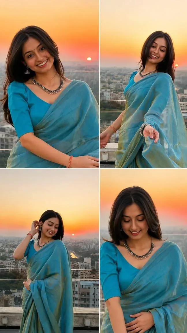 Sunset Saree Portrait AI Photo Prompt preview example result