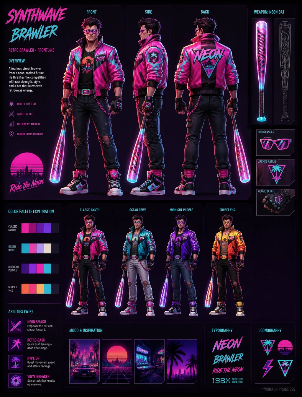 Synthwave Brawlercreate A Detailed Character Sheet AI Photo Prompt generated preview