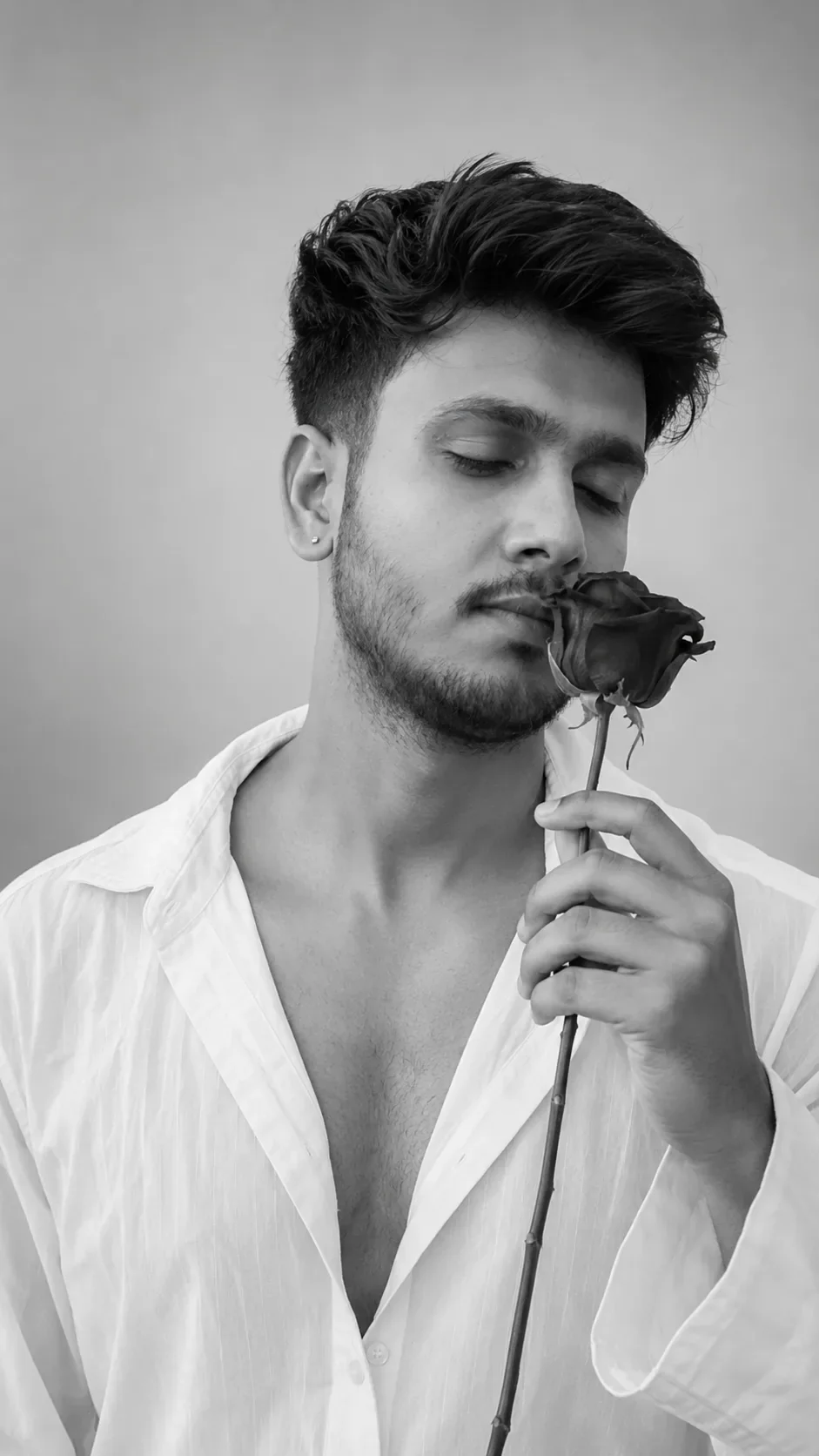 The Last Rose Cinematic Black & White Portrait AI Photo Prompt preview example result