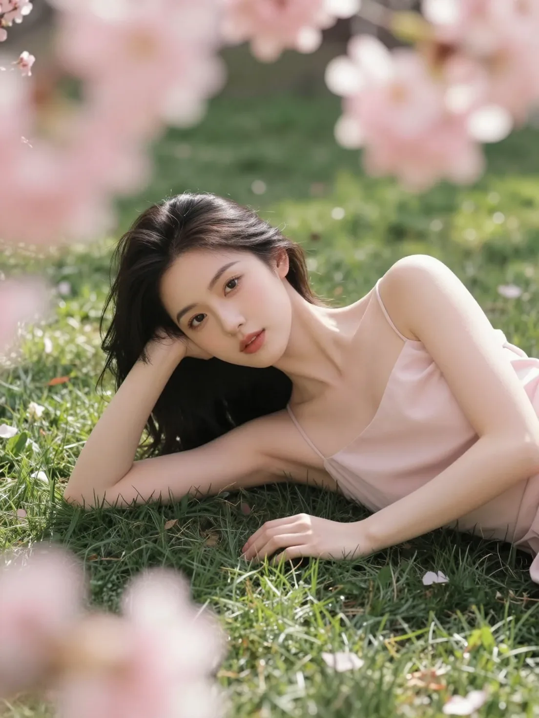 The Model Reclines Gracefully On A AI Photo Prompt generated preview