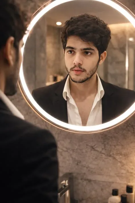 The Ring-light Mirror Reflection AI Photo Prompt preview example result