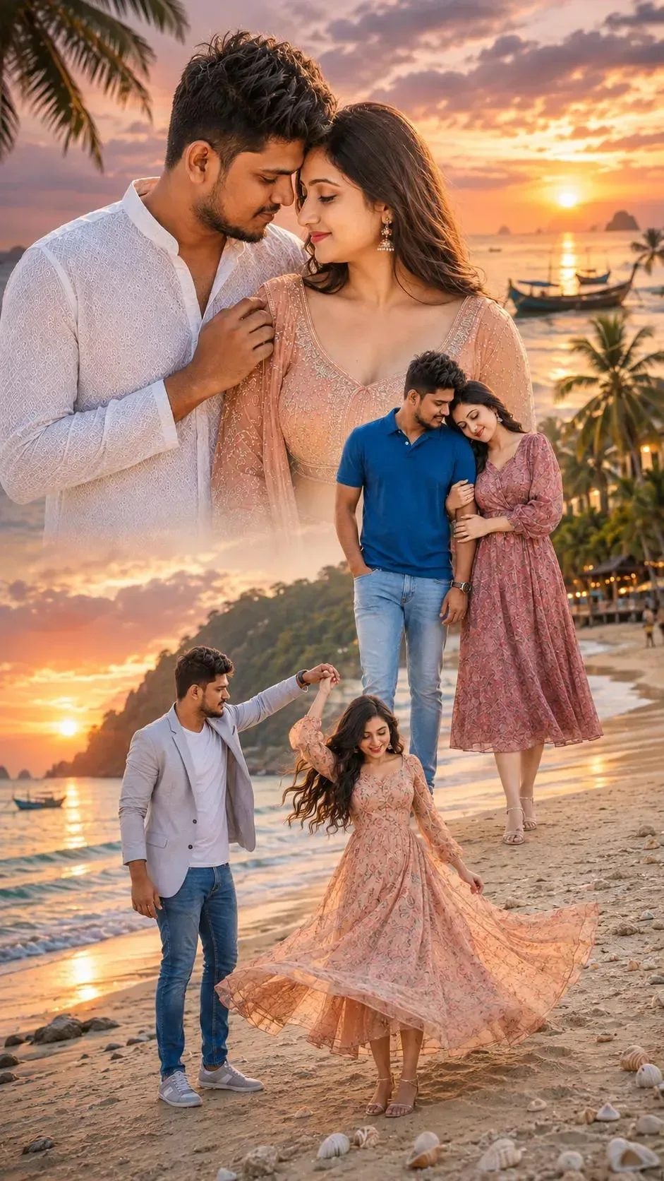 Three Moments Of Beachside Sunset Magic AI Photo Prompt preview example result