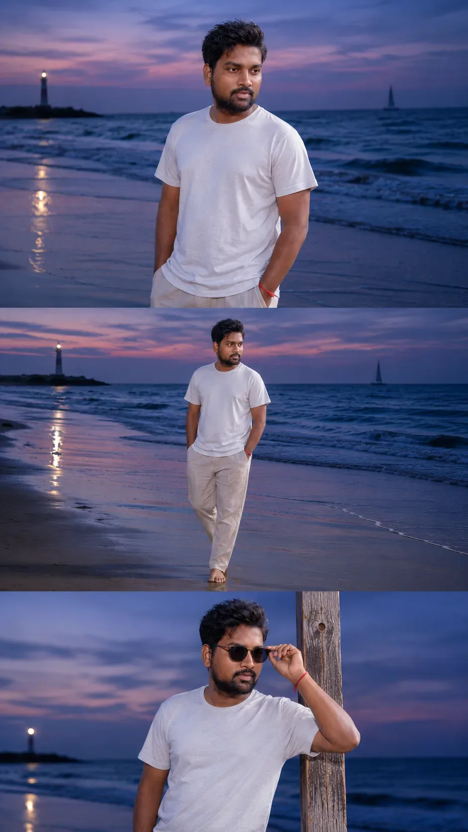 Three-panel Collage Style AI Photo Prompt preview example result