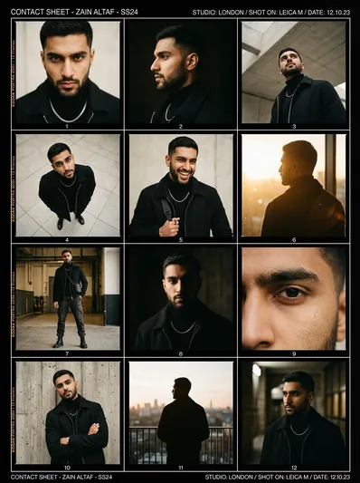 12 Angles Cinematic Photoshoot Contact Sheet Grid AI Prompt for Gemini