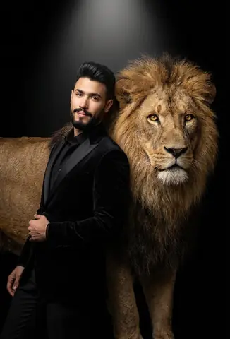 Male Model Lion Portrait - copy paste viral AI prompt