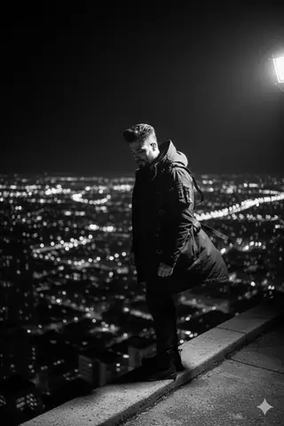 Charismatic Man City Rooftop Portrait - copy paste viral AI prompt