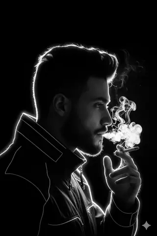 Smoker Profile Close Portrait - copy paste viral AI prompt