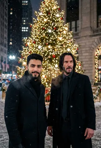 Christmas Night Urban Portrait - copy paste viral AI prompt