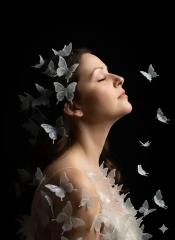 Woman Butterfly Portrait Darkness - copy paste viral AI prompt