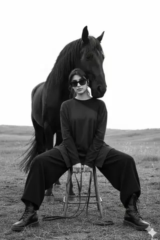 Monochrome Fashion Portrait Landscape - copy paste viral AI prompt