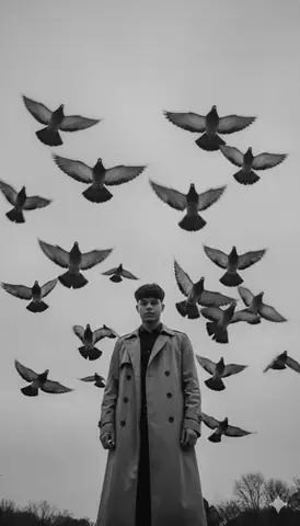 Man Pigeons Dramatic Portrait - copy paste viral AI prompt