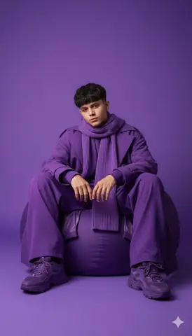 Purple Fashion Editorial Portrait - copy paste viral AI prompt