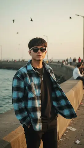 Young Man Marine Drive Portrait - copy paste viral AI prompt