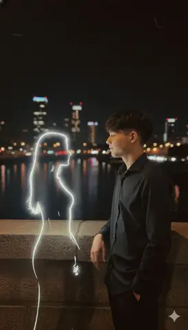 Young Man Bridge Portrait - copy paste viral AI prompt