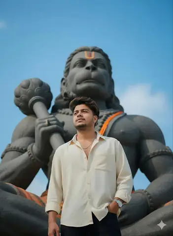 Hanuman Ji Divine Portrait - copy paste viral AI prompt