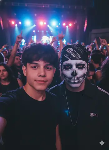 Men Concert Selfie Portrait - copy paste viral AI prompt