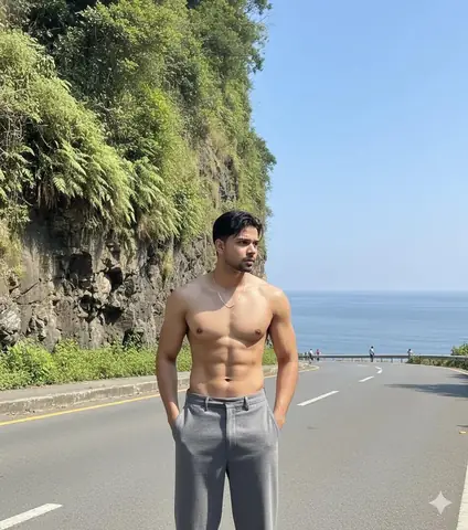 Young Man Cliff Portrait - copy paste viral AI prompt