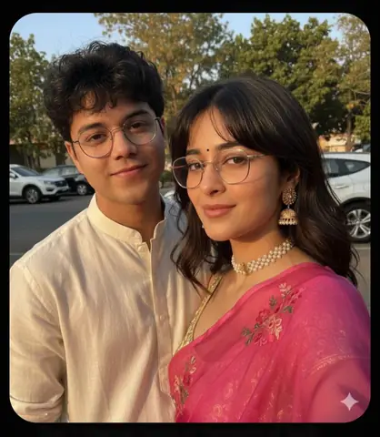 Indian Couple Golden Hour Portrait - copy paste viral AI prompt