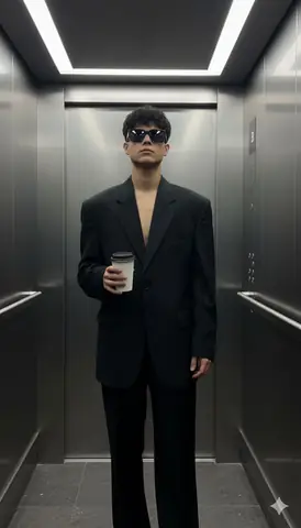 Young Man Elevator Portrait - copy paste viral AI prompt