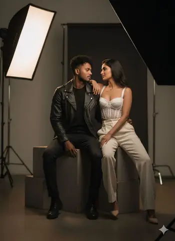 Fashion Couple Studio Portrait - copy paste viral AI prompt