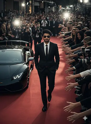 Celebrity Man Red Carpet Portrait - copy paste viral AI prompt